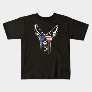 Funny Proud Pharaoh Hound American Flag sunglasses Kids T-Shirt
